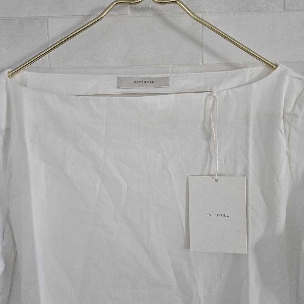 NWT Faithfull Aleza Top Blouse White 100% Cotton Flare Long Sleeve NEW Size Med - Picture 3 of 9